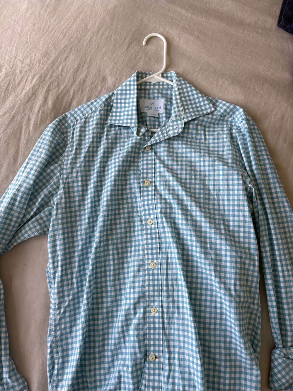 Men's Light Blue Gingham Button-Down Shirt